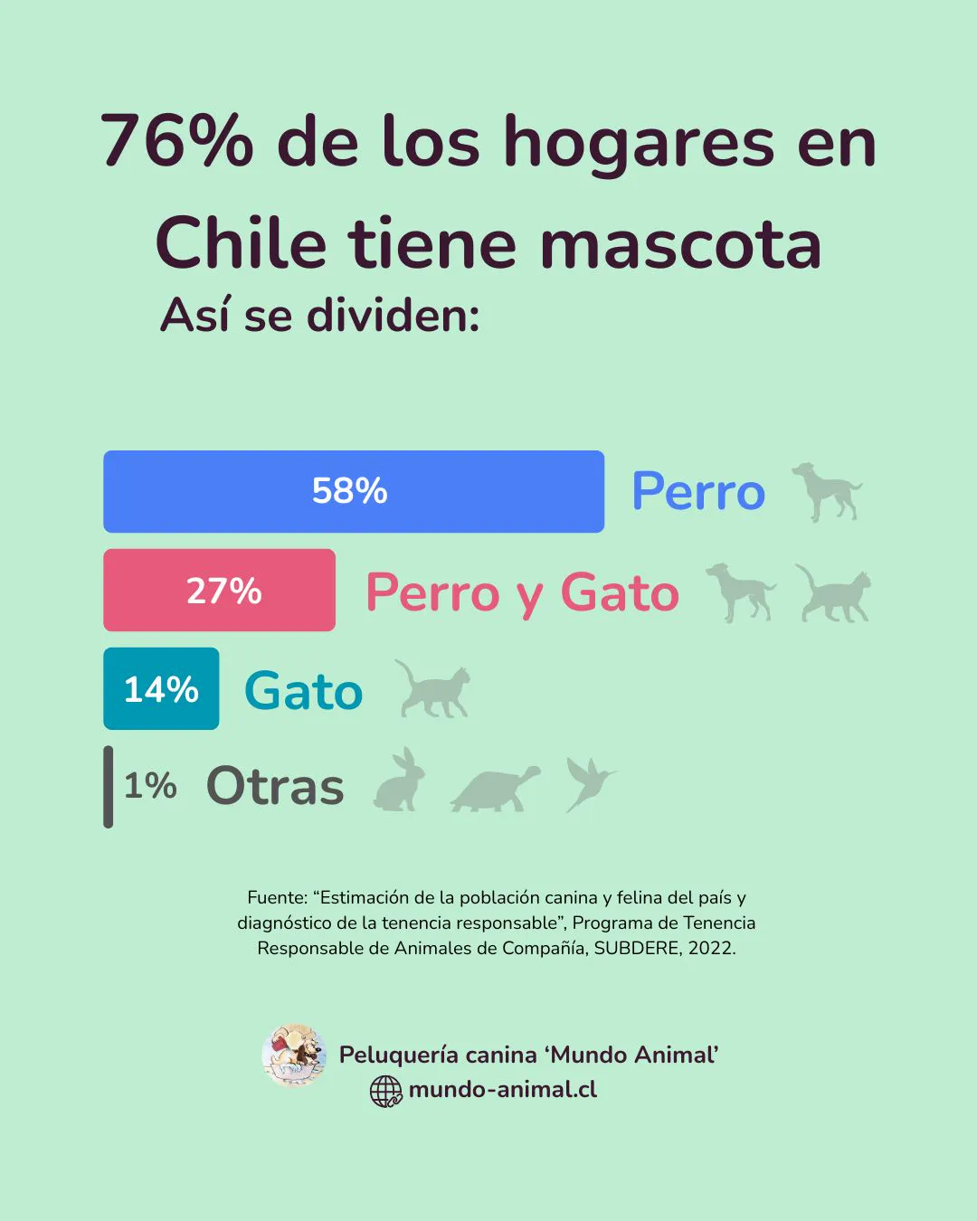 gráfico de porcentaje de hogares con mascota en Chile